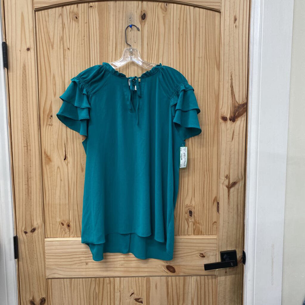 WOMENS CATO CASUAL TOP DK TEAL XL