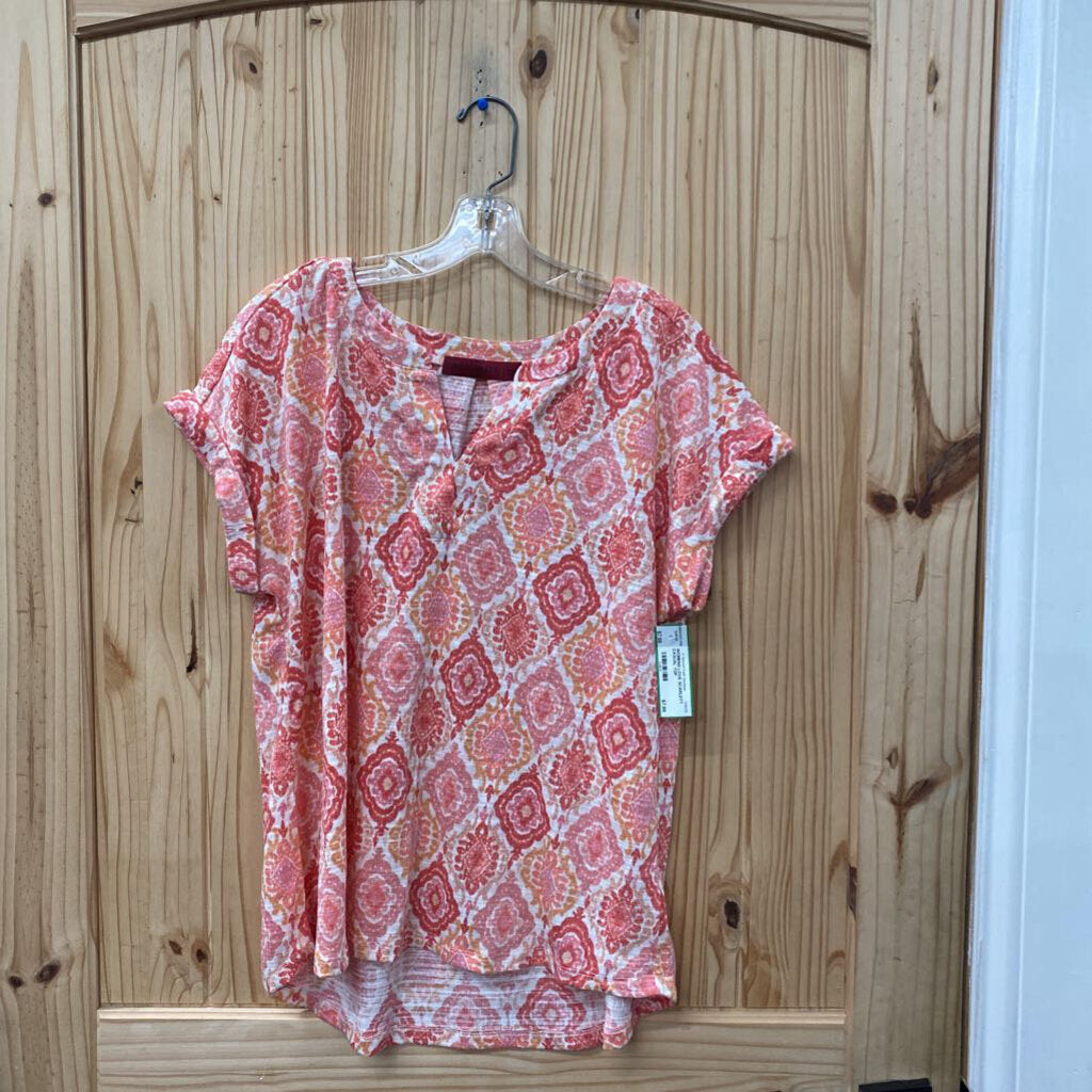 WOMENS LOVE SCARLETT CASUAL TOP PINK/WHITE/ORANGE L