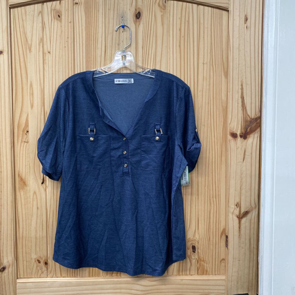 WOMENS 89TH & MADISON DK DENIM TOP XL