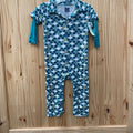 KICKEE PANTS LS ROPMER DK GREEN FISH SCALES DESIGN 12/18M