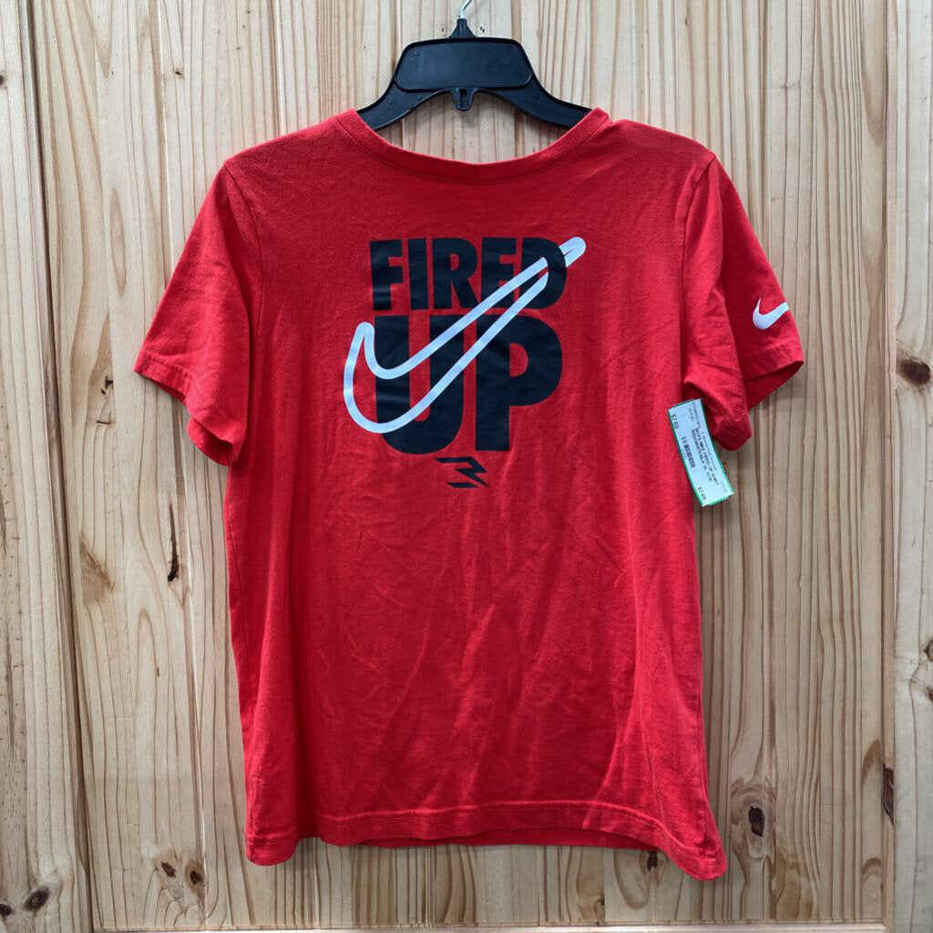 BOYS NIKE FIRED UP SHIRT RED/WHITE/BLK XL 13/15