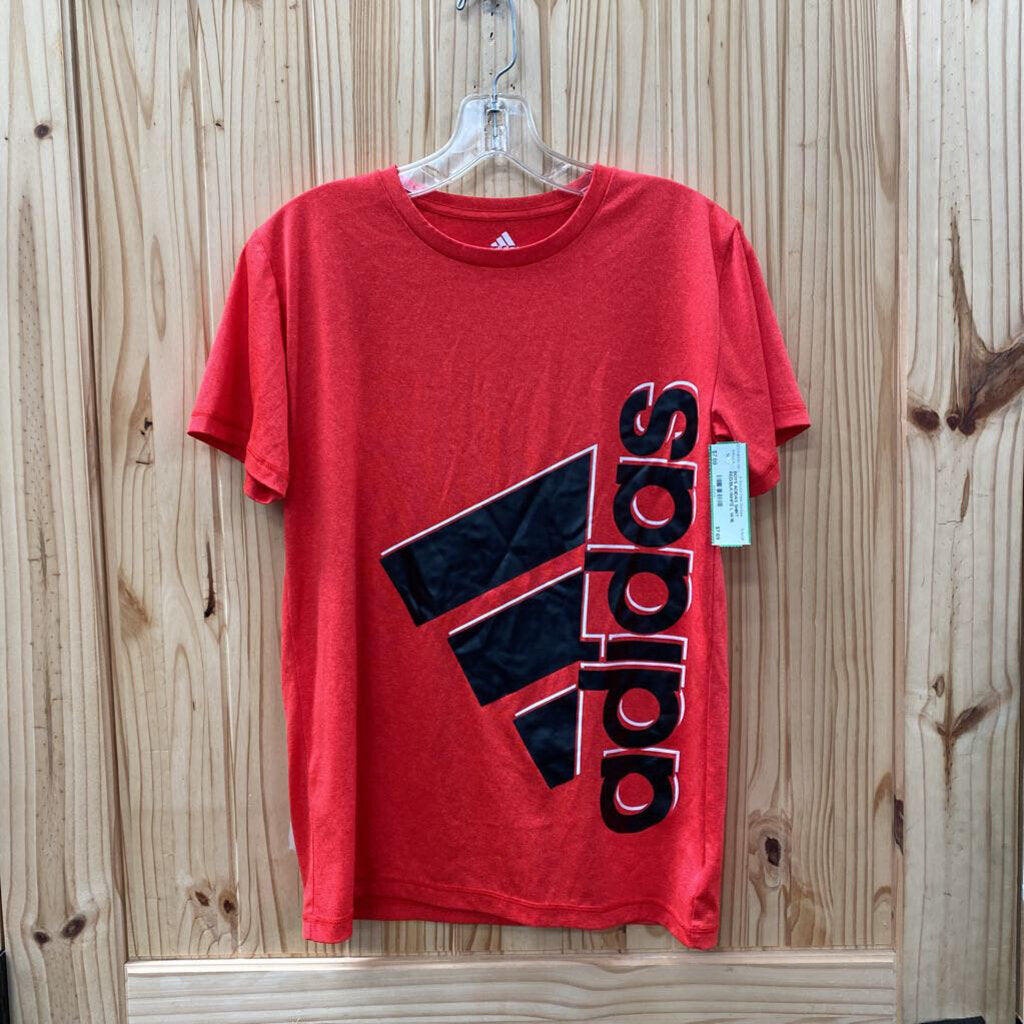 BOYS ADIDAS SHIRT RED/BLK/WHITE L 14/16