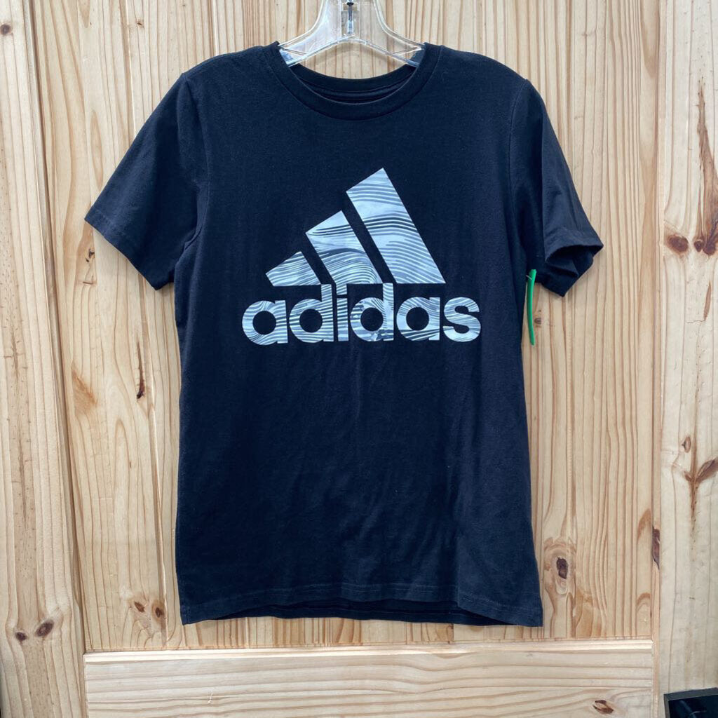 BOYS ADIDAS SHIRT BLK/WHTE L 14/16