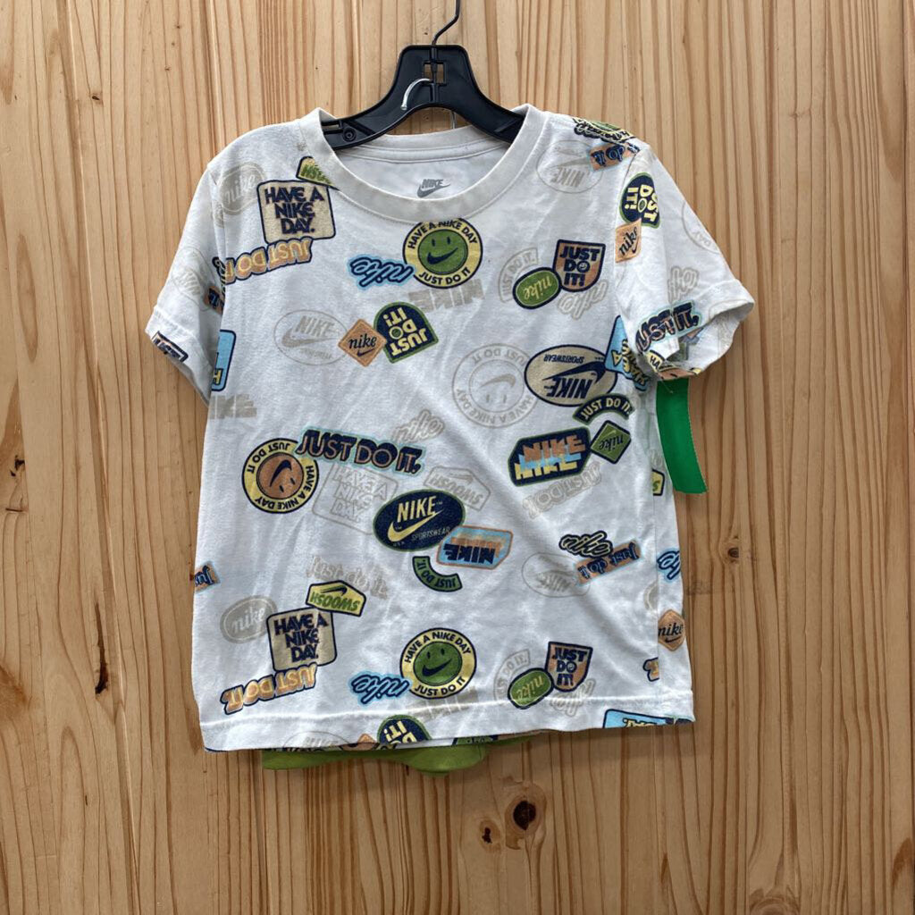 BOYS NIKE 2PC SET WHITE/GREEN L 7