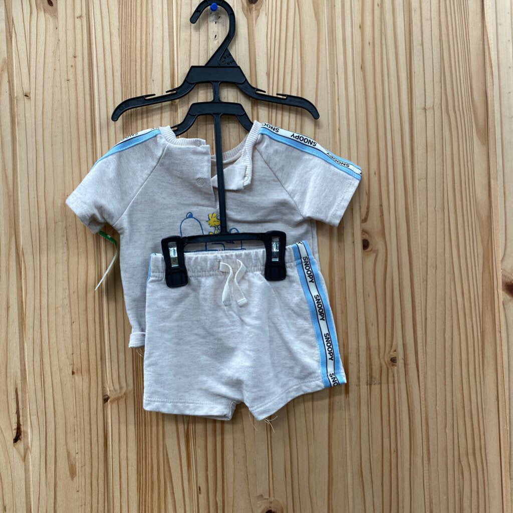 BOYS SNOOPY 2PC SET BEIGE 0/3M