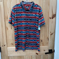MENS ROCK & ROLL POLO SHIRT TURQUOISE/RED/WHITE/DK GREY L