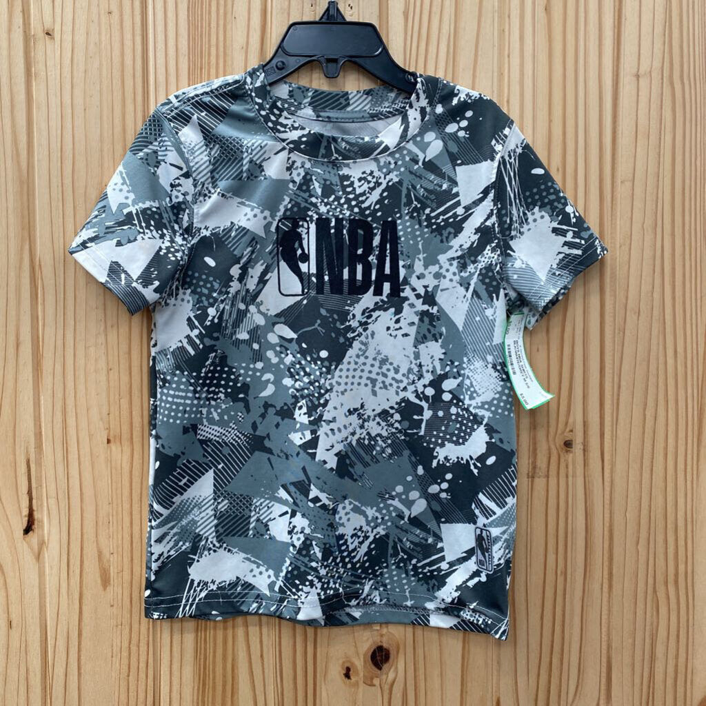 BOYS NBA SHIRTS BLK/WHITE/GREY M 5/6