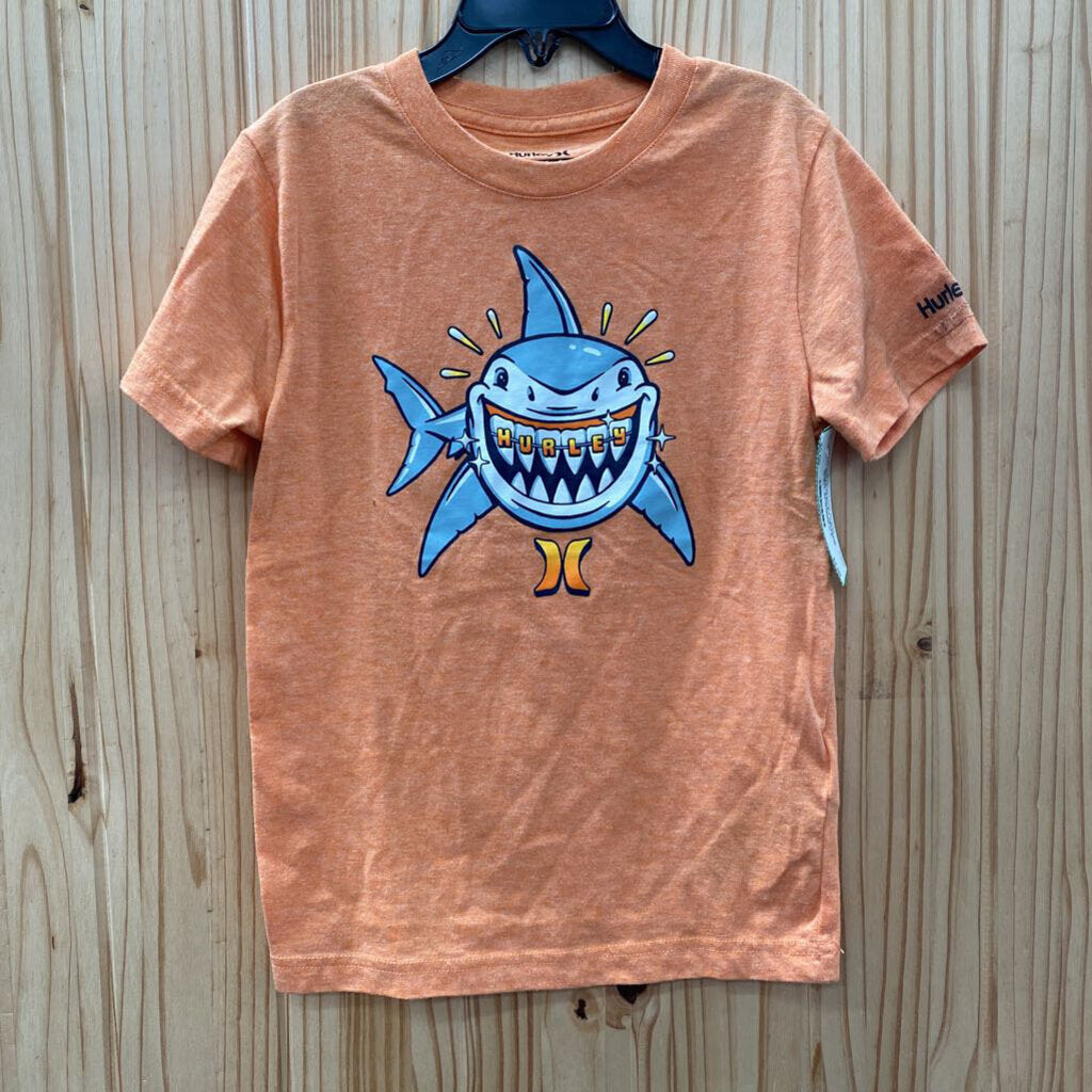 BOYS HURLEY ORANGE SHIRT W/SHARK L 7