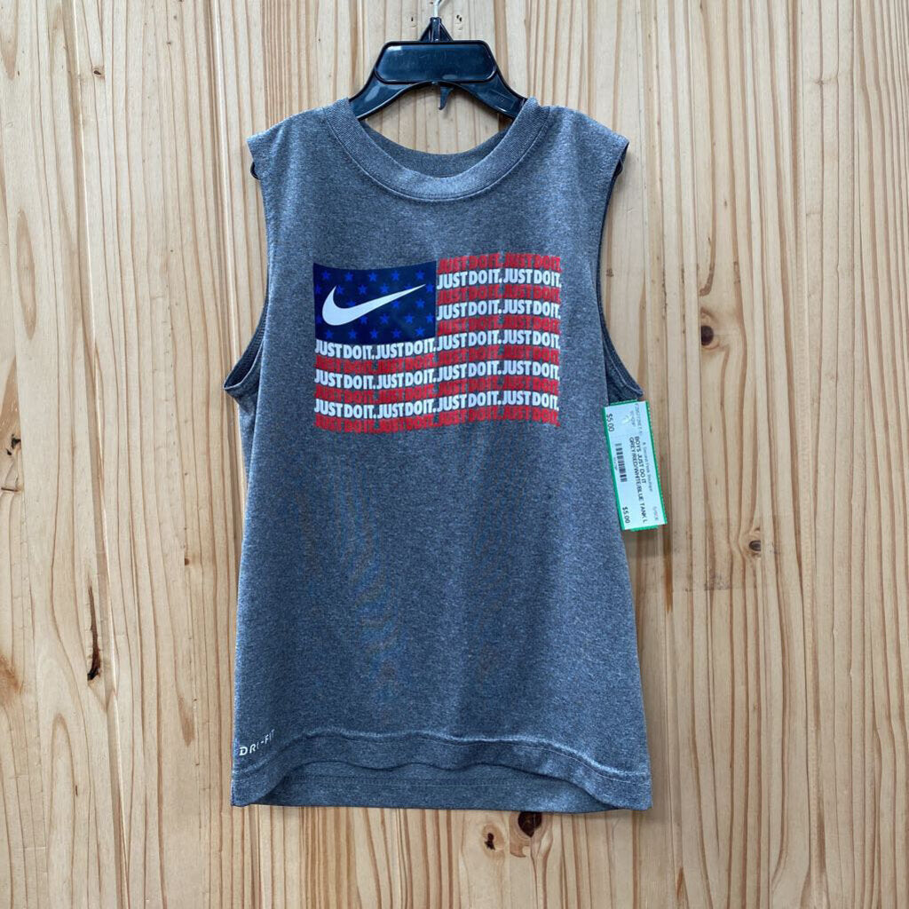 BOYS JUST DO IT GREY/RED/WHITE/BLUE TANK L 7