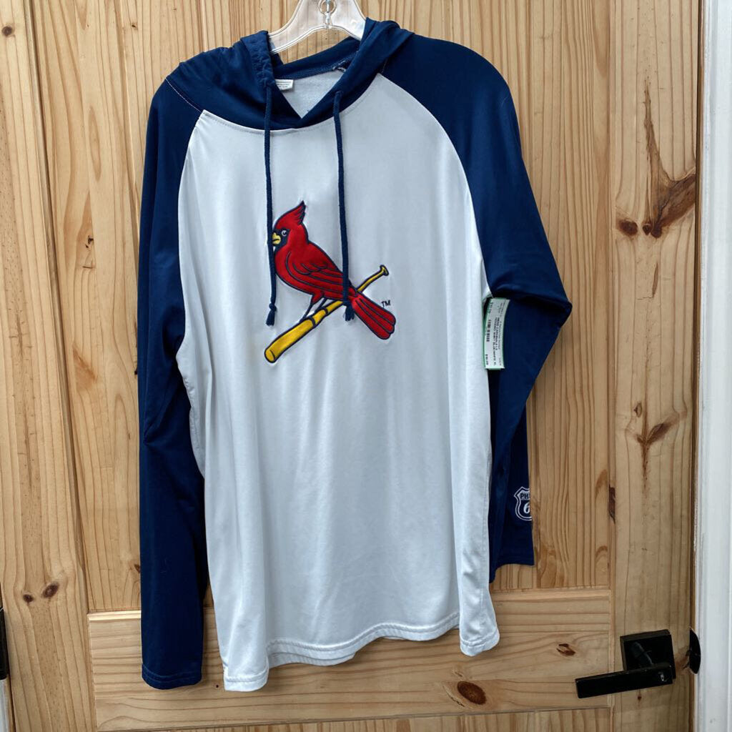 MENS CARDINALS LS HOODED SHIRT BLUE/WHITE XL