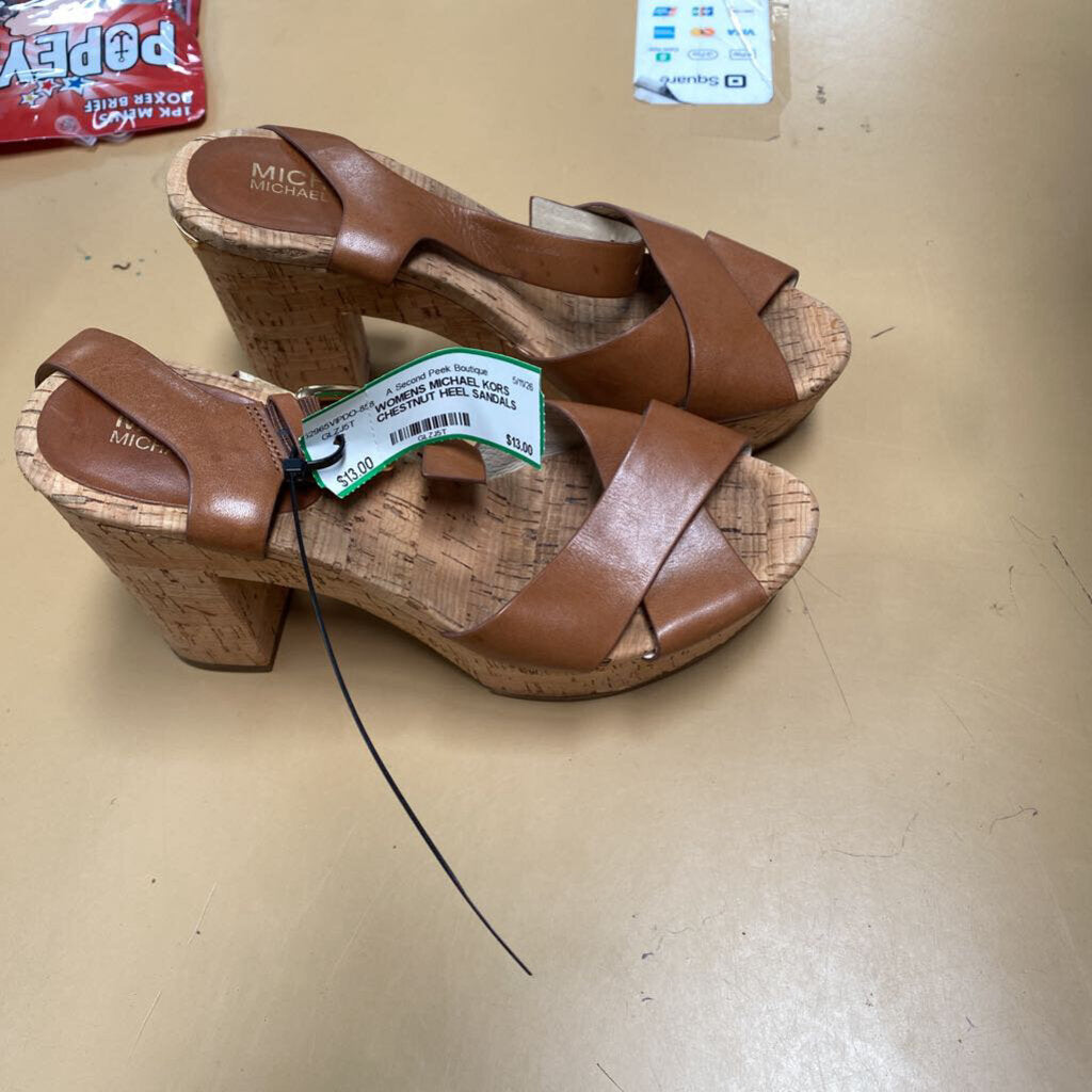 WOMENS MICHAEL KORS CHESTNUT HEEL SANDALS