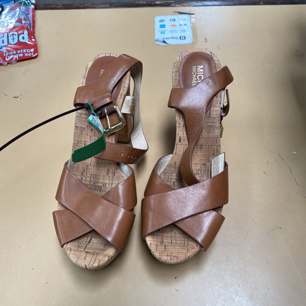 WOMENS MICHAEL KORS CHESTNUT HEEL SANDALS