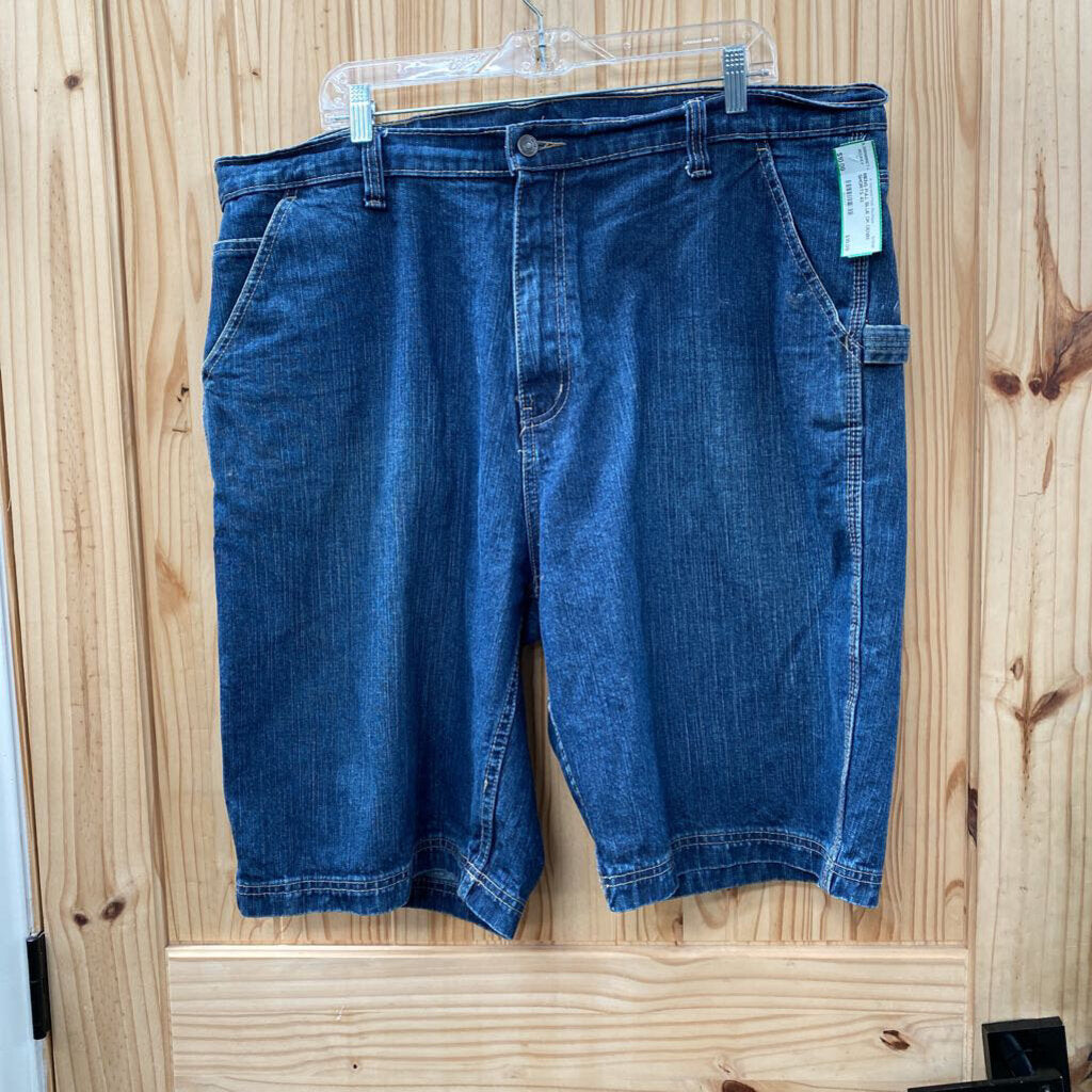 MENS FULL BLUE DK DENIM SHORTS 42