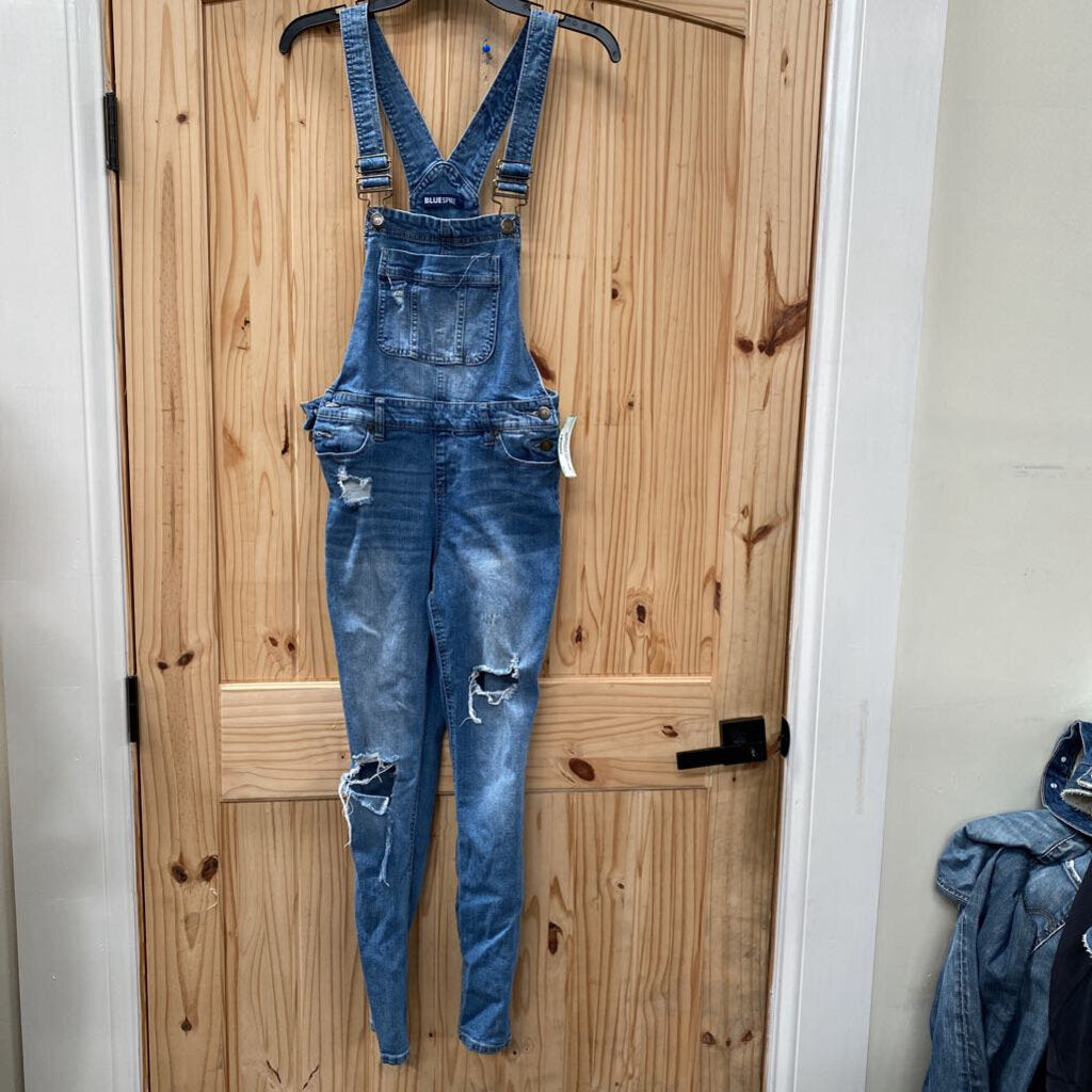 WOMENS BLUE SPICE DENIM DIST. OVERALLS 5
