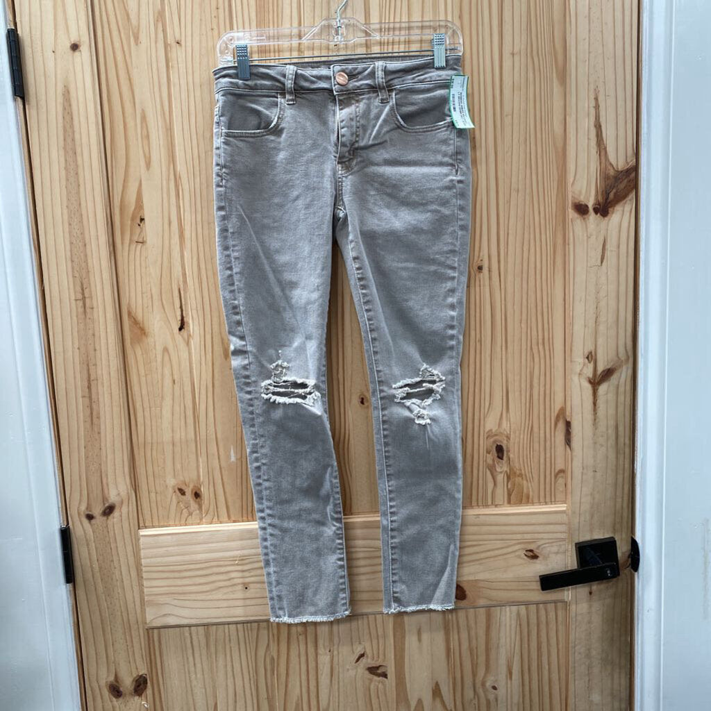 WOMENS AMERICAN EAGLE LT BROWN DENIM DIST. JEANS 4