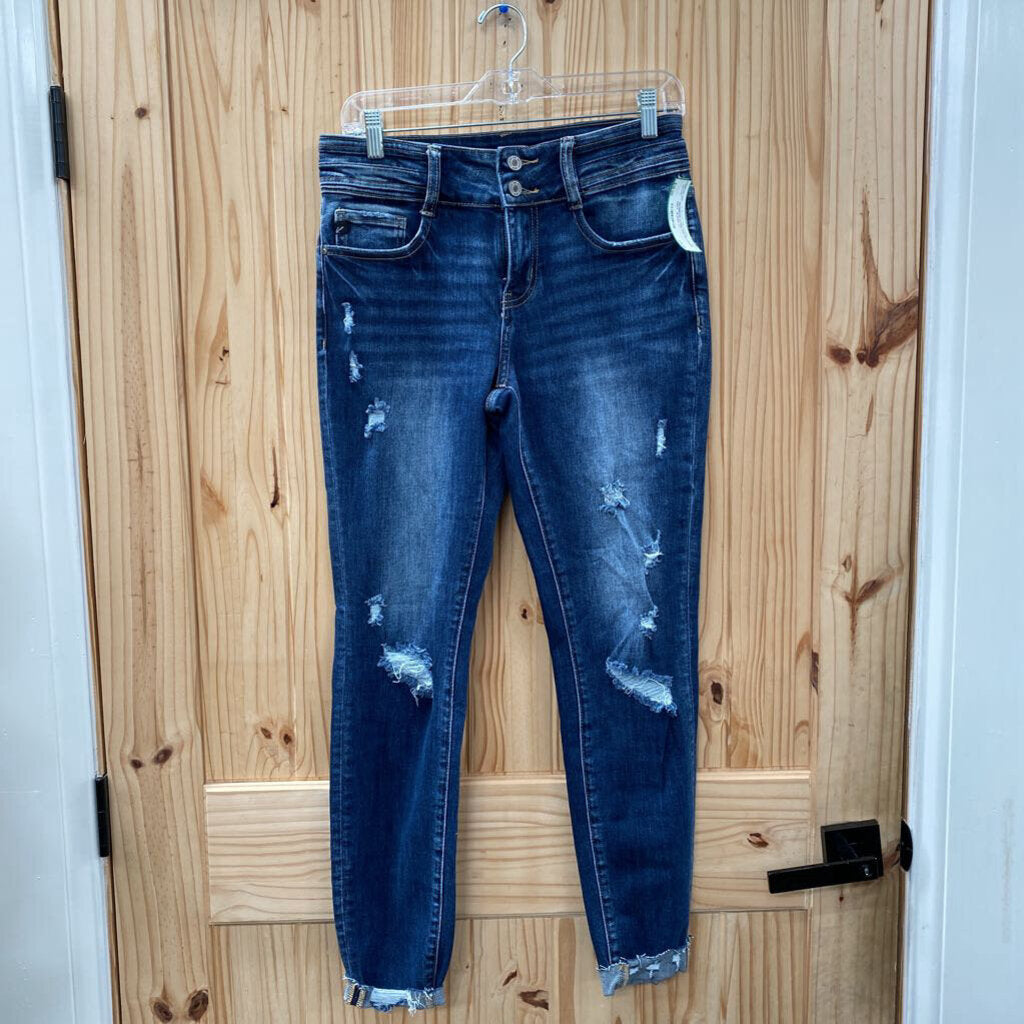 WOMENS KANCAN DK DENIM DIST. JEANS 27