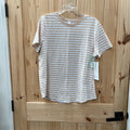 WOMENS LULULEMON TAN/IVORY STRIPE SHIRT 12 NWT