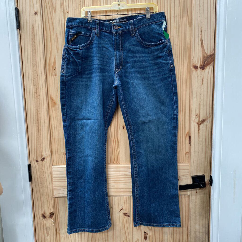 MENS ARIAT REBAR DENIM JEANS RELAXED BOOT 36X30