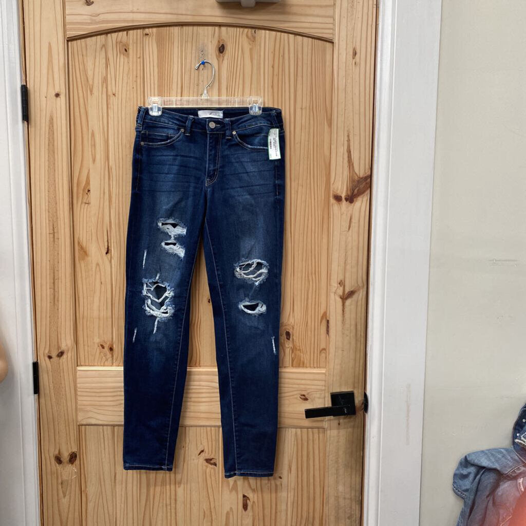 WOMENS KANCAN DK DENIM DIST. JEANS 9