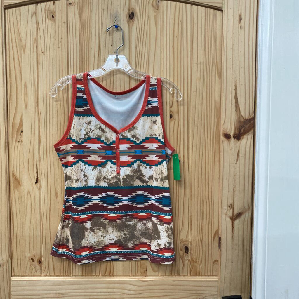 WOMENS SL TOP TAUPE/TURQUOISE/WINE M