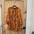 WOMENS JODIFL LS BURNT ORANGE FLORAL DRESS M