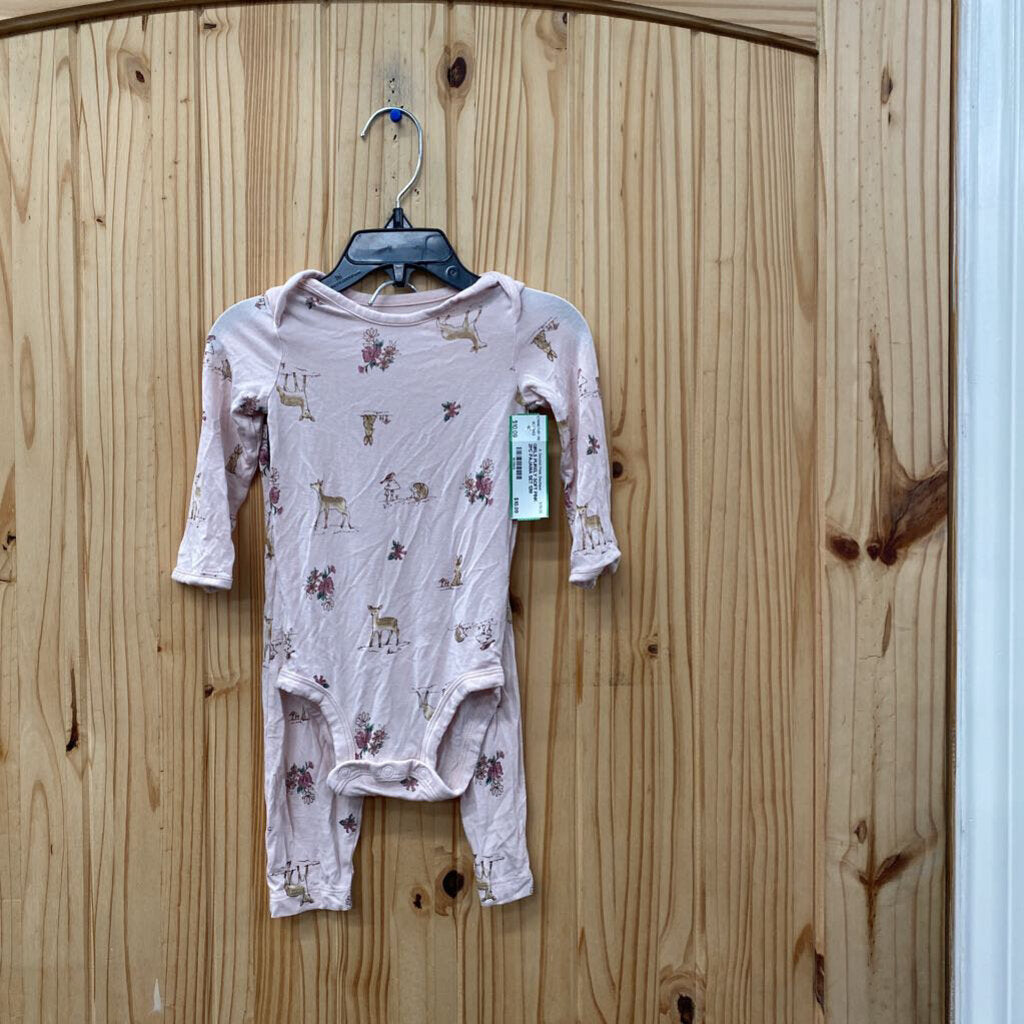GIRLS PURELY SOFT PINK 2PC PAJAMA SET 12M