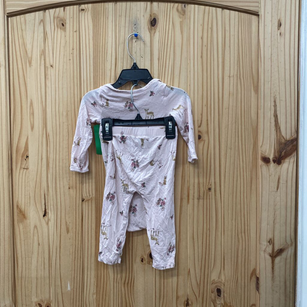 GIRLS PURELY SOFT PINK 2PC PAJAMA SET 12M