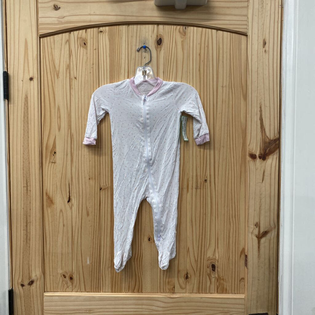 GIRLS MILKBERRY WHITE SLEEPER W/PINK DOTS 6/9M