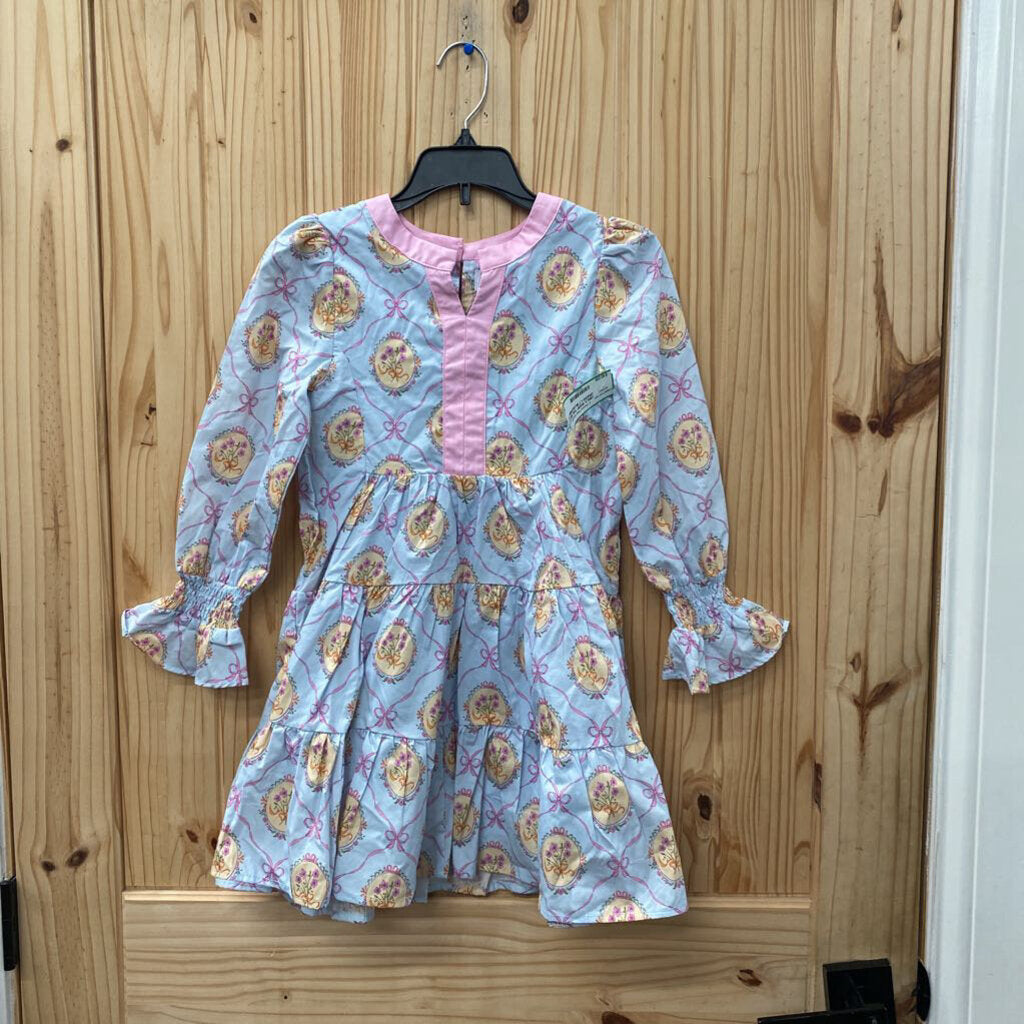 GIRLS SHOP THE MINT LS DRESS LT BLUE/PINK/YELLOW 5/6