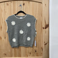 WOMENS LUNA IVY SWEATER SAGE/IVORY W/FLOWERS L NWT