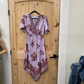 WOMENS MAURICES LILAC/WINE DRESS W/FLOWERS S