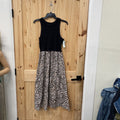 WOMENS MAURICES BLK/LEOPARD SL DRESS M