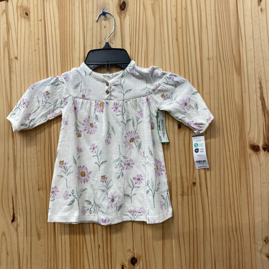 GIRLS CARTERS IVORY FLORAL LS SHIRT 9M NWT