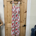 WOMENS LUCKY BRAND SL DRESS RED/LT GREEN FLORAL S