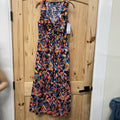 WOMENS FRENCH CONNECTION SL DRESS CORAL/BLK/GREEN S NWT