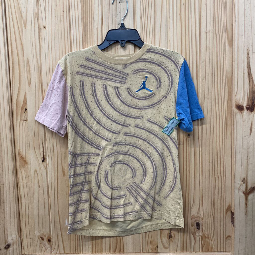 BOYS JORDAN SHIRT TAUPE/TEAL L 12