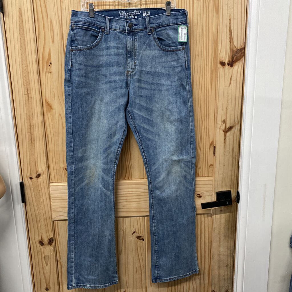 MENS WRANGLER LT DENIM JEANS 33X34