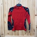 BOYS UNDER ARMOUR LS SHIRT RED/BLK/GREY YMD 10
