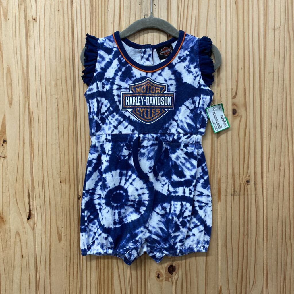 GIRLS HARLEY DAVIDSON ROMPER BLUE/WHITE 18M