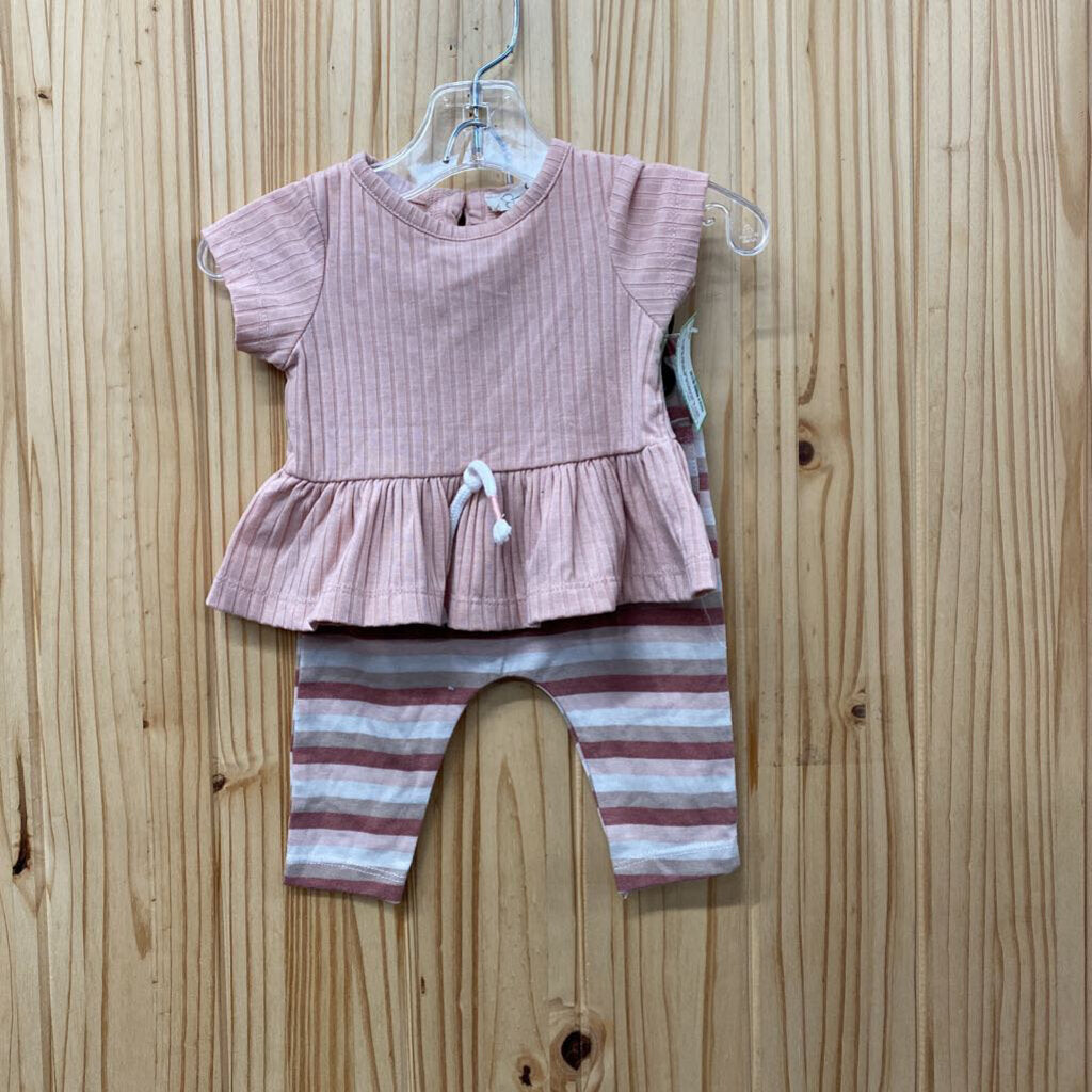 GIRLS JESSICA SIMPSON 2PC SET MAUVE/PINK 0/3M