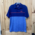 MENS UNDER ARMOUR POLO SHIRT ROYAL BLUE/ORANGE S