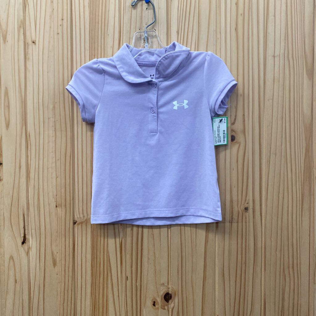 GIRLS UNDER ARMOUR LILAC/WHITE POLO SHIRT 3T