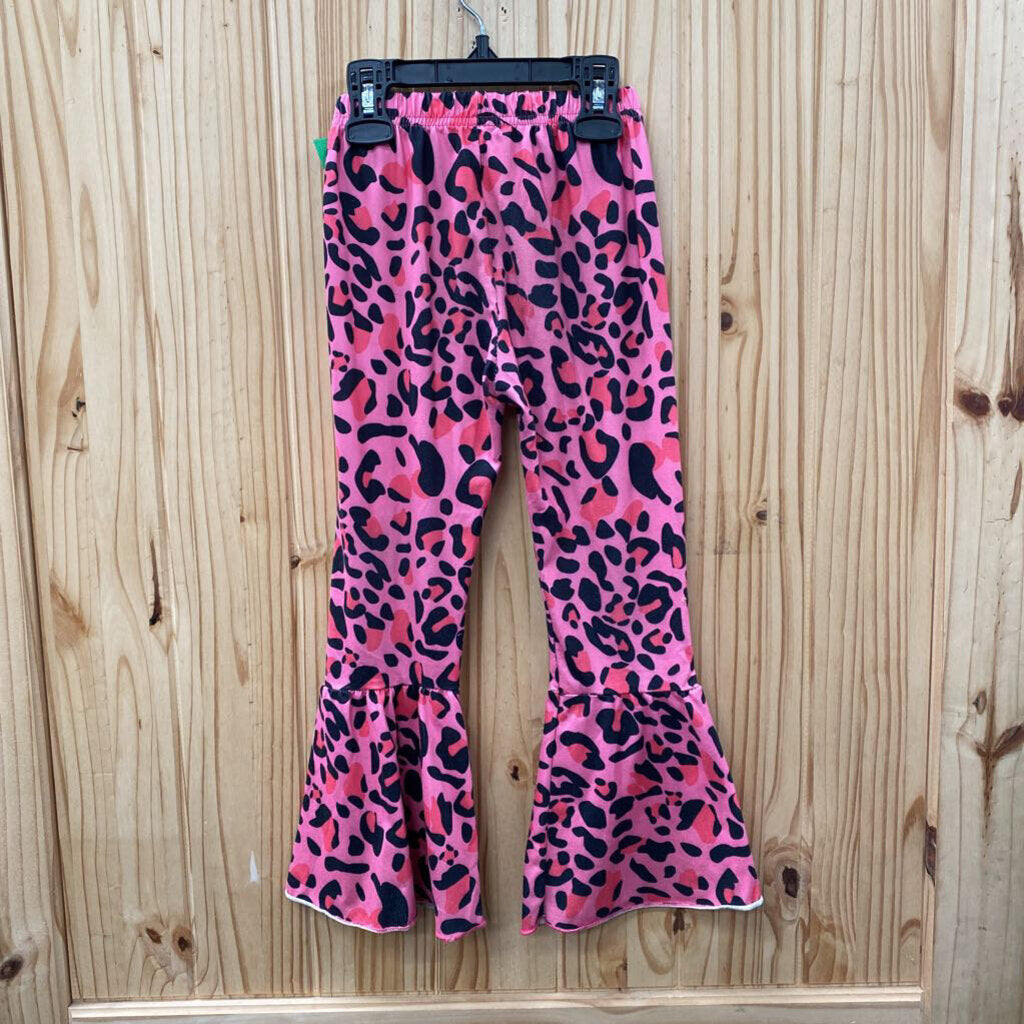 GIRLS PINK/BLK CHEETAH PRINT BELL BOTTOM PANTS 110 4T/5T