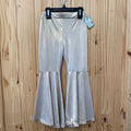GIRLS GOLD SPARKLY BELL BOTTOM PANTS XL 5