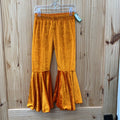 GIRLS ORANGE VELOUR BELL BOTTOM PANTS 4/5