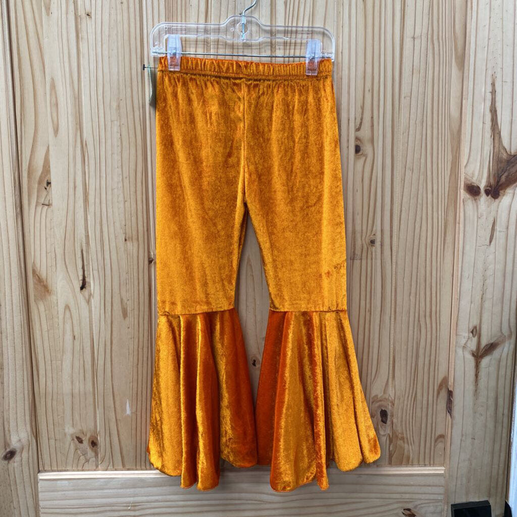 GIRLS ORANGE VELOUR BELL BOTTOM PANTS 4/5