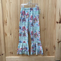 GIRLS AQUA/WHITE BELL BOTTOM PANTS W/COLORFUL TURTLES 110 4/5