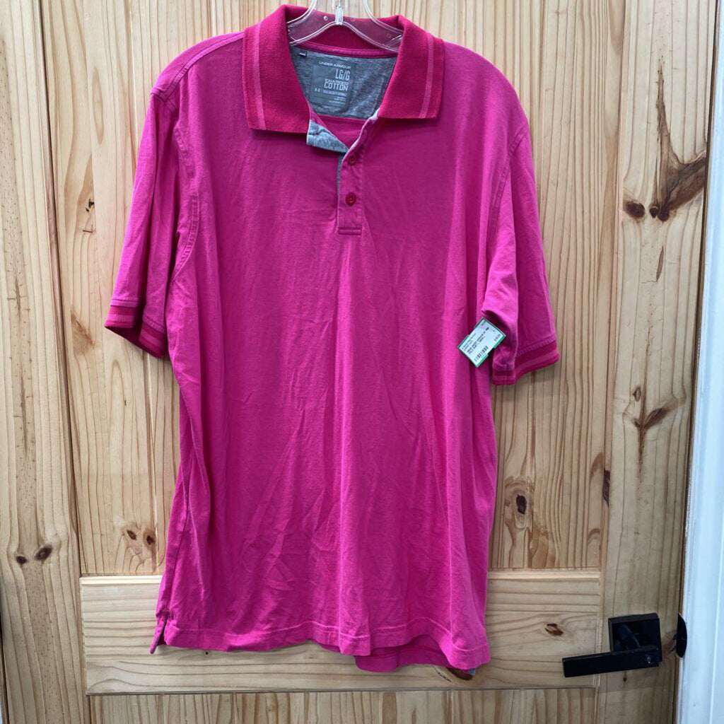 MENS UNDER ARMOUR DK PINK POLO SHIRT L