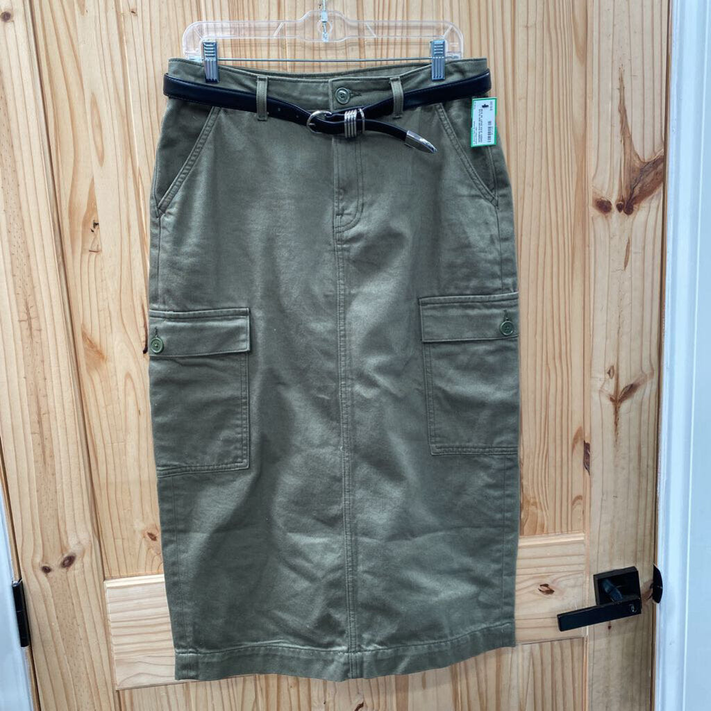 WOMENS GIANNI BINI OLIVE GREEN JEAN SKIRT 28