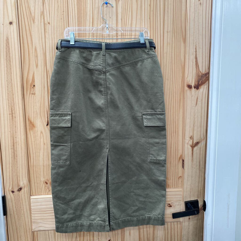 WOMENS GIANNI BINI OLIVE GREEN JEAN SKIRT 28